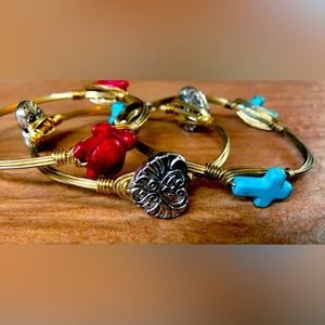 Set of 3 Brass Wire Bangle Bracelets